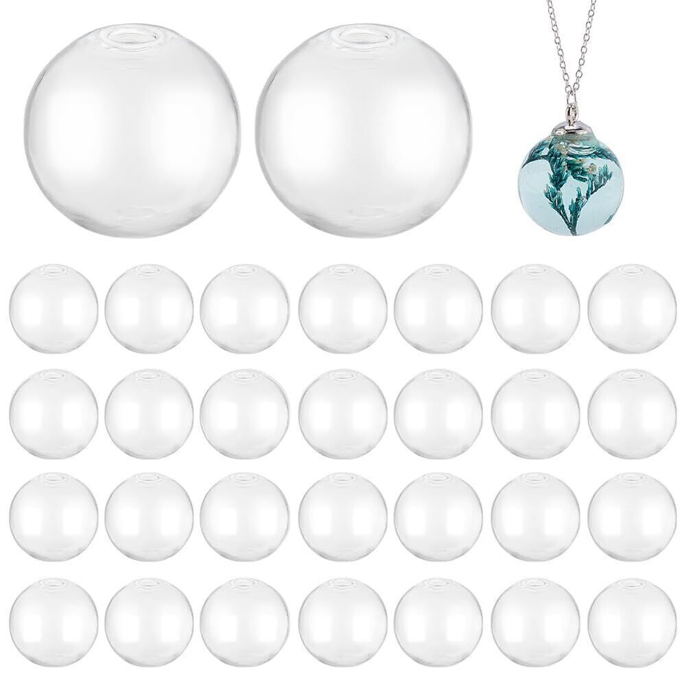 8498 30pcs Mini Glass Globes, 1inch Small Glass Ball Bottles Orbs Balls